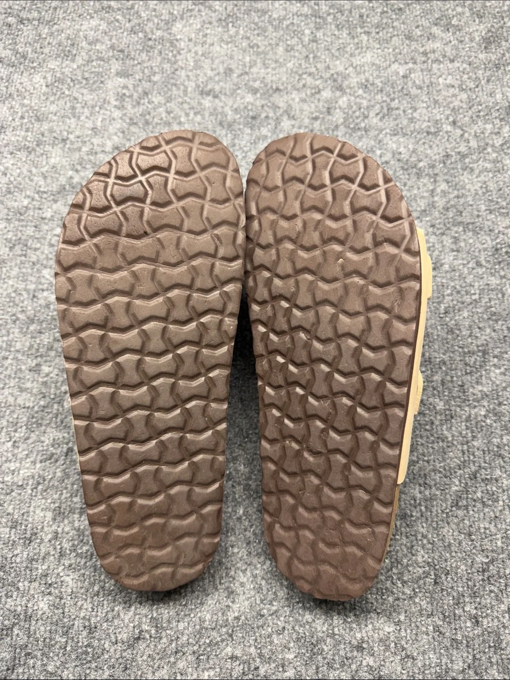 Women’s Double-Buckle Leather Slide Sandals in Beige
